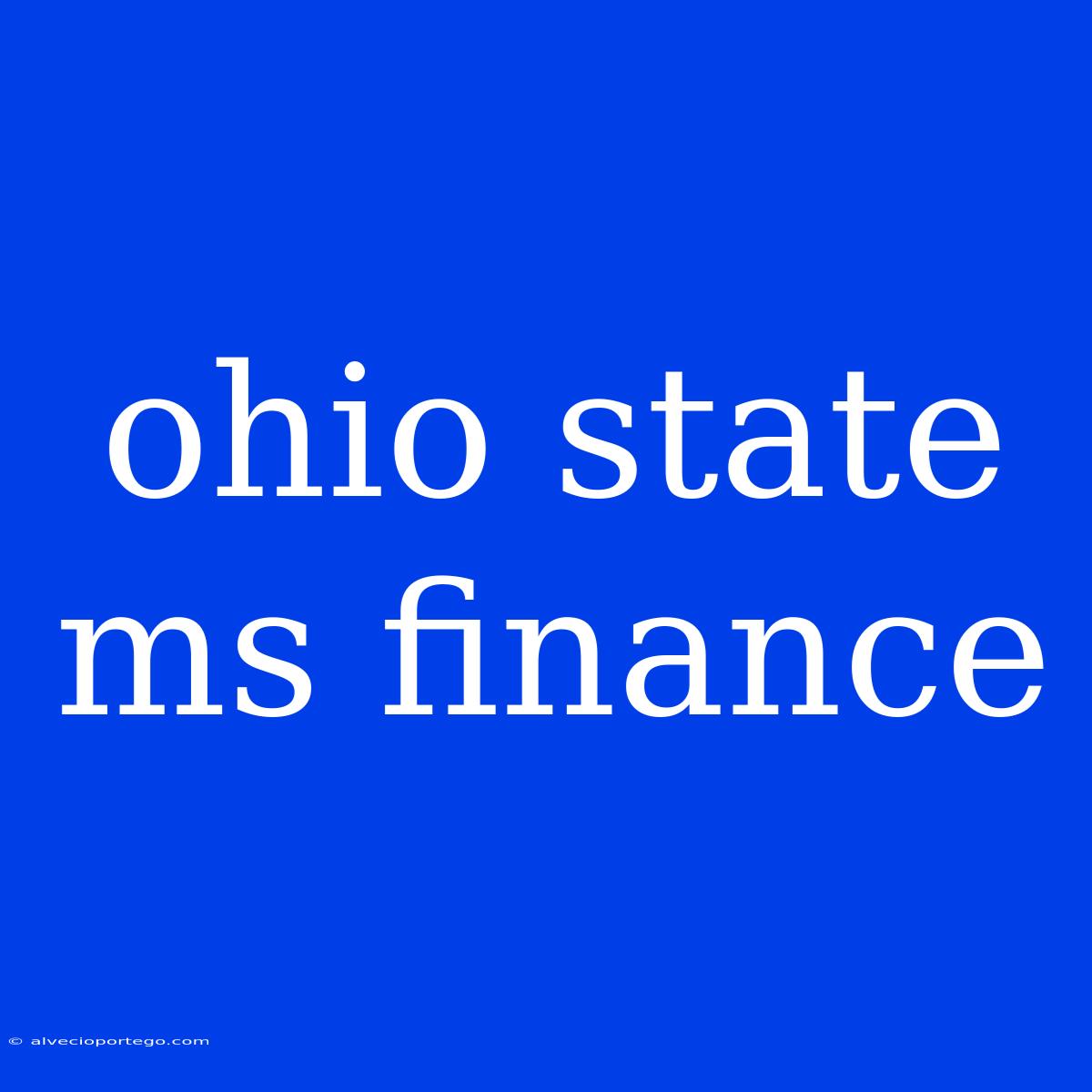 Ohio State Ms Finance