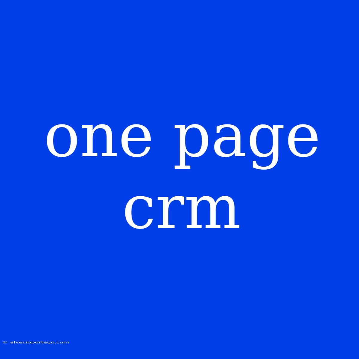 One Page Crm