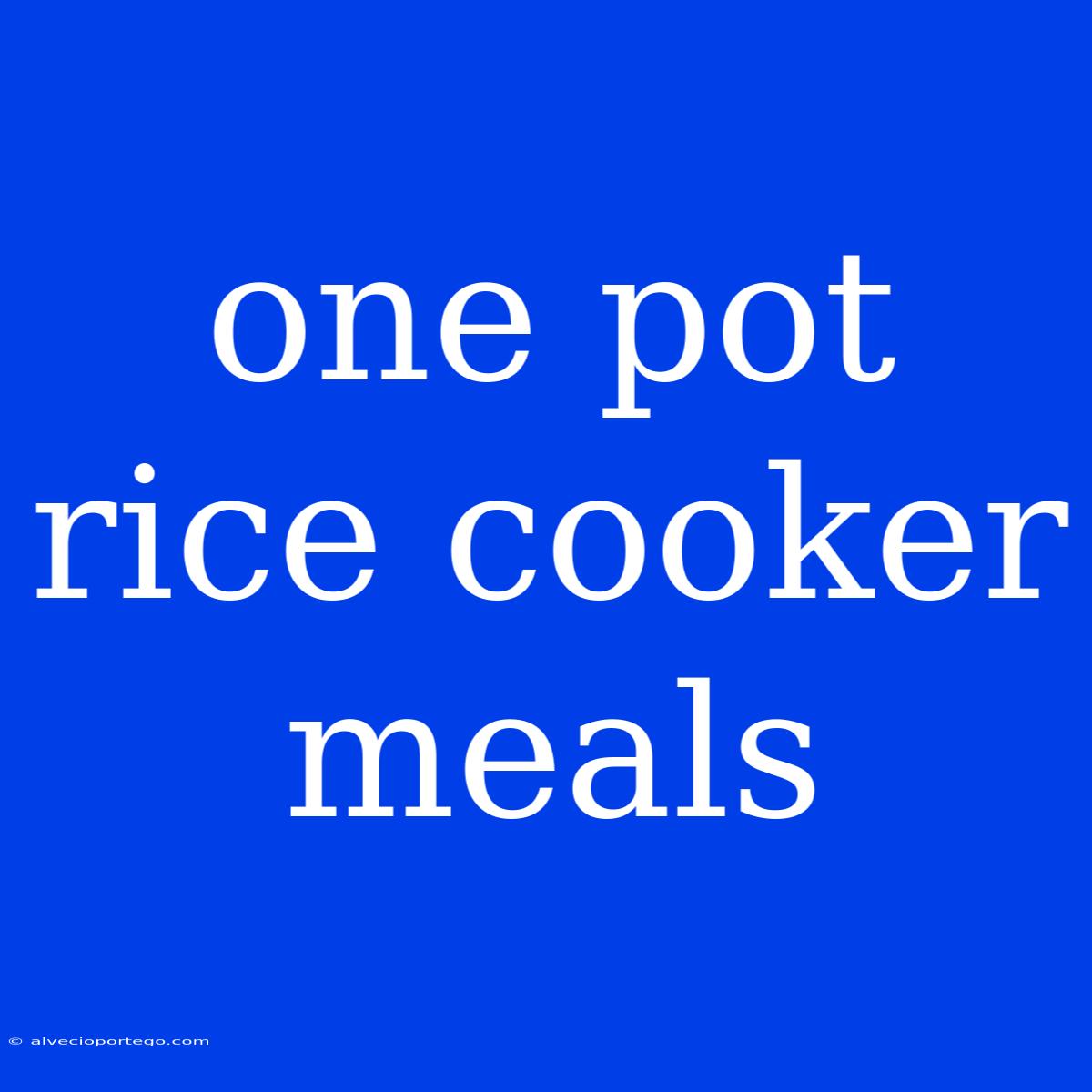 One Pot Rice Cooker Meals