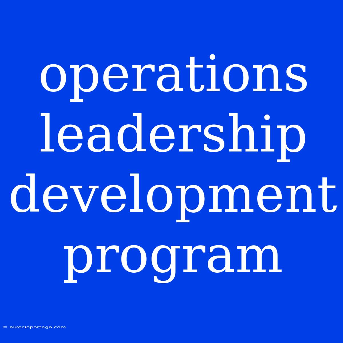 Operations Leadership Development Program