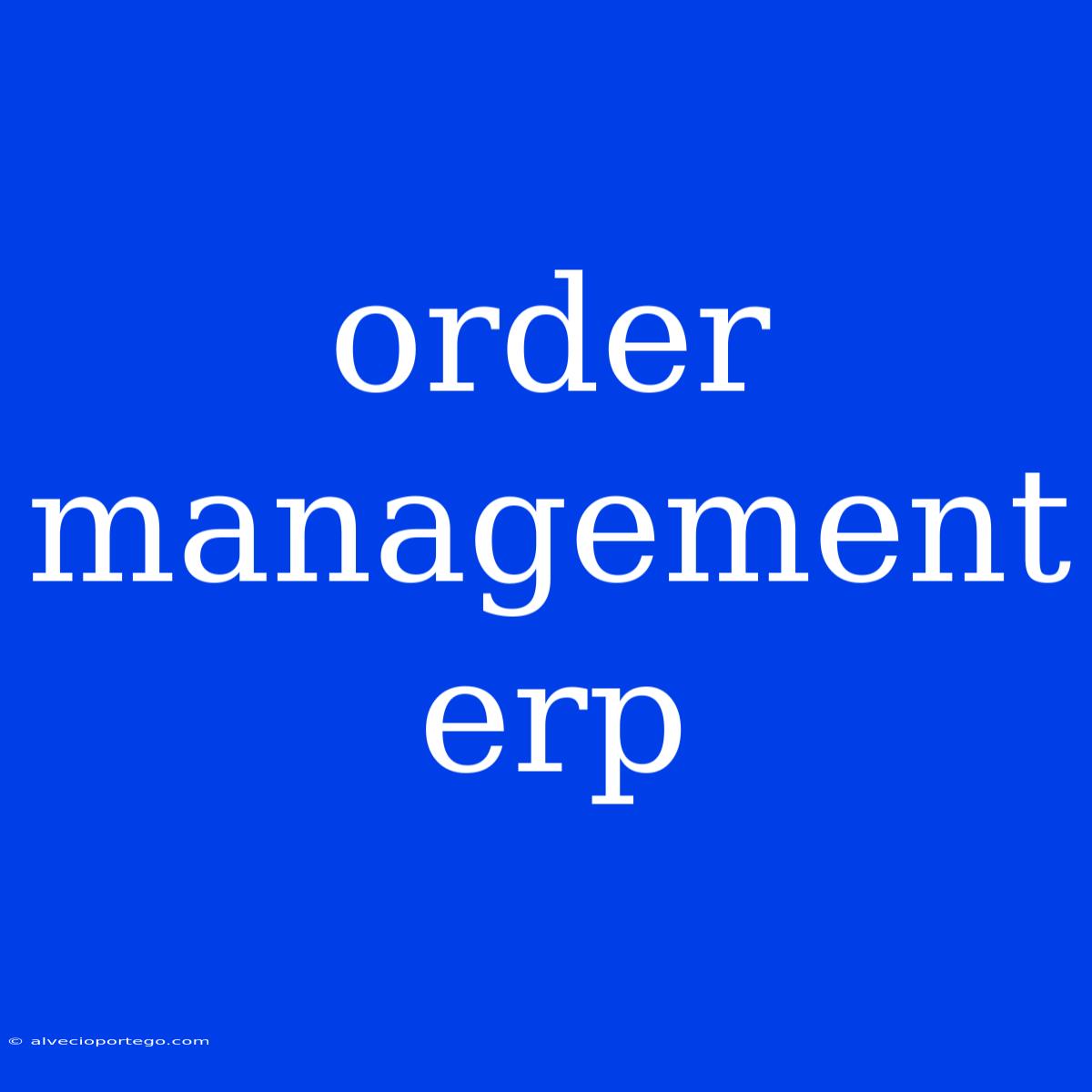 Order Management Erp