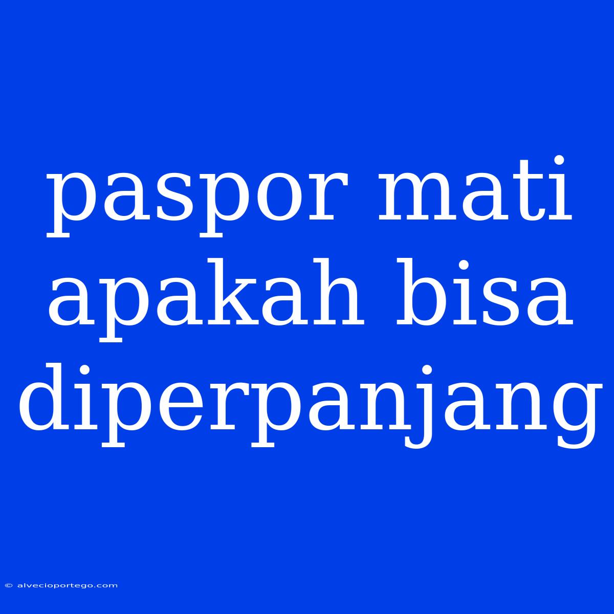 Paspor Mati Apakah Bisa Diperpanjang