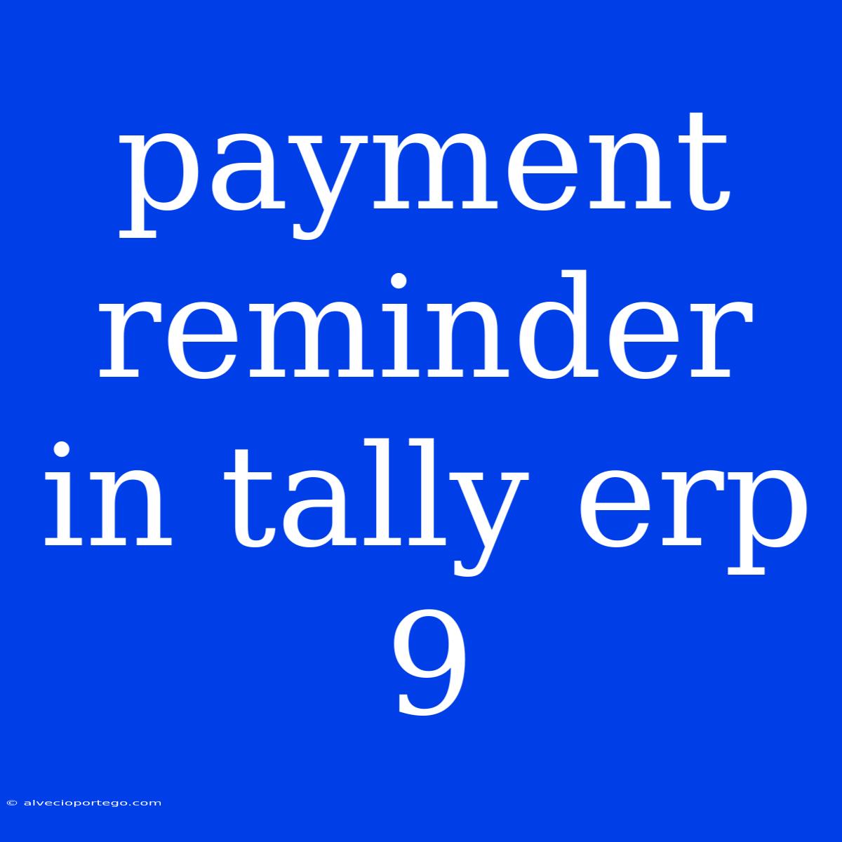 Payment Reminder In Tally Erp 9