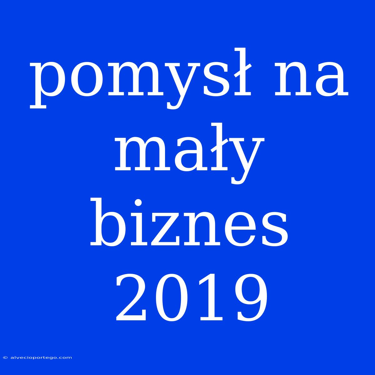 Pomysł Na Mały Biznes 2019