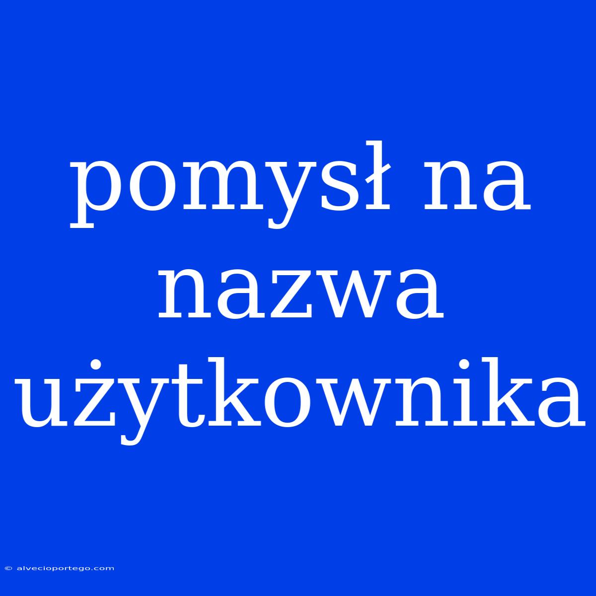 Pomysł Na Nazwa Użytkownika