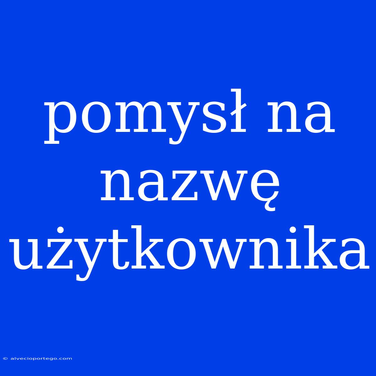 Pomysł Na Nazwę Użytkownika