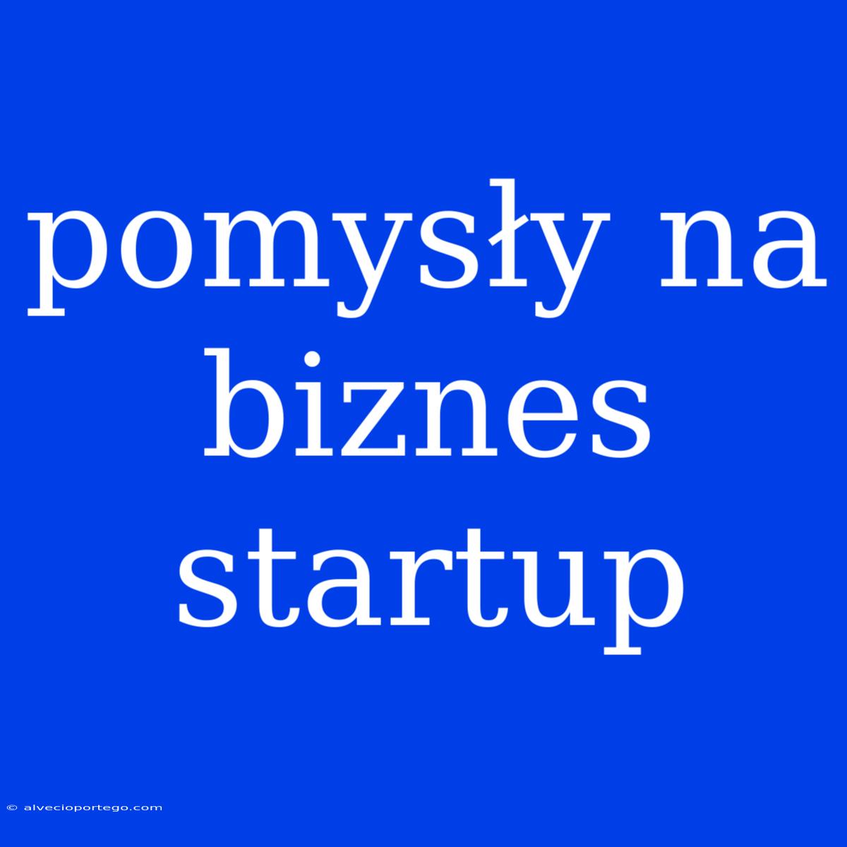 Pomysły Na Biznes Startup