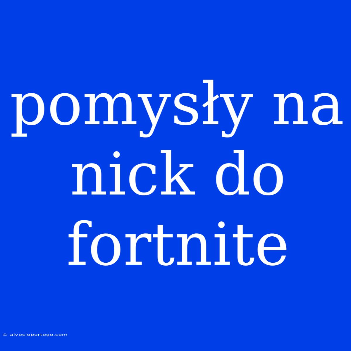 Pomysły Na Nick Do Fortnite