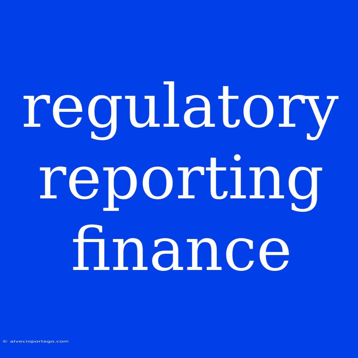 Regulatory Reporting Finance