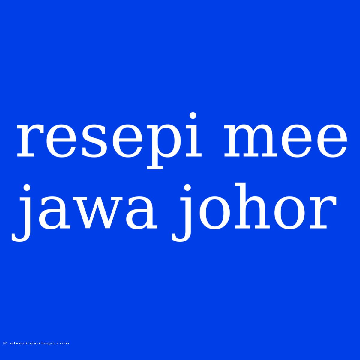 Resepi Mee Jawa Johor