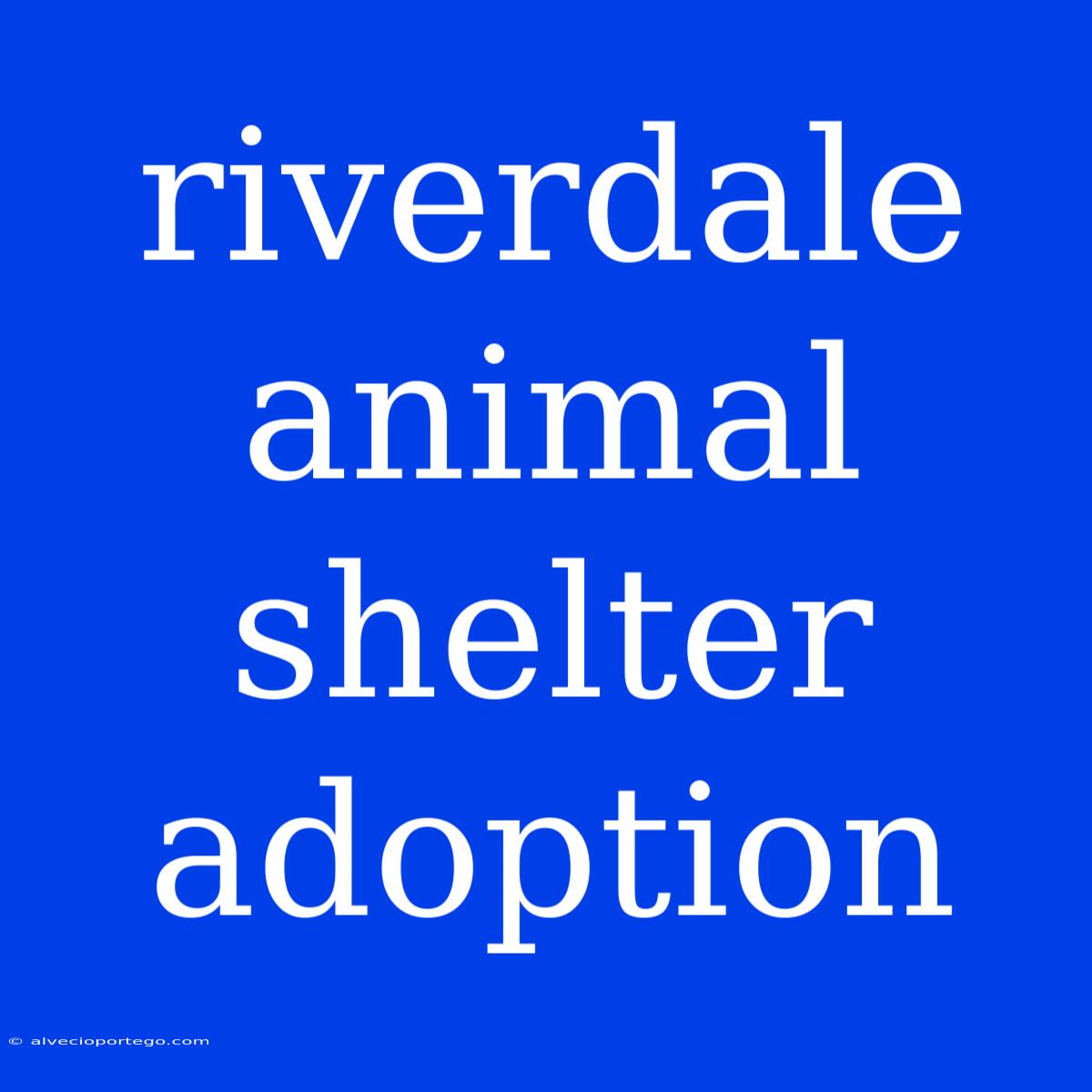 Riverdale Animal Shelter Adoption