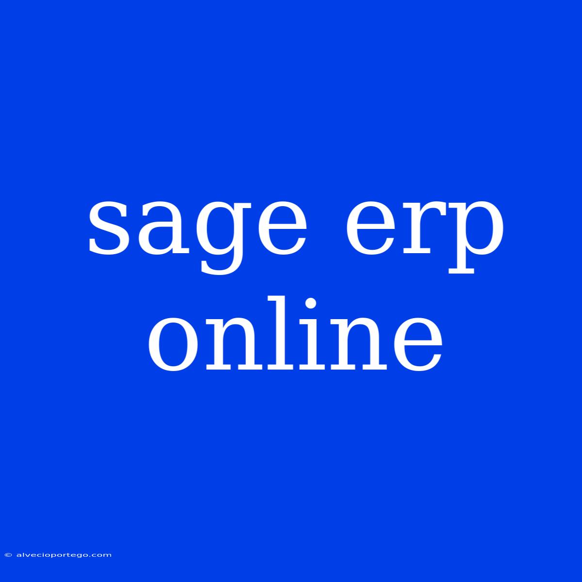 Sage Erp Online