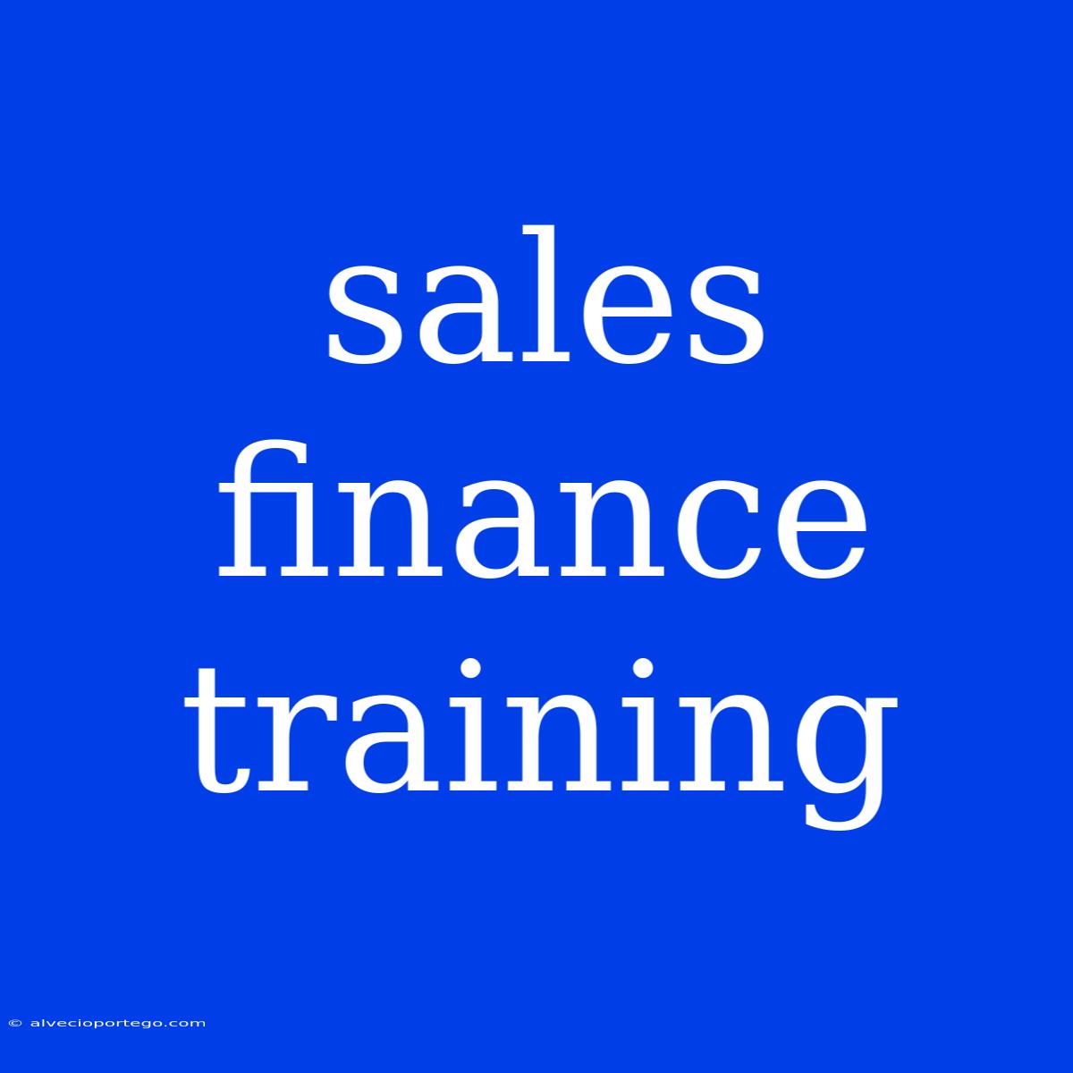 Sales Finance Training