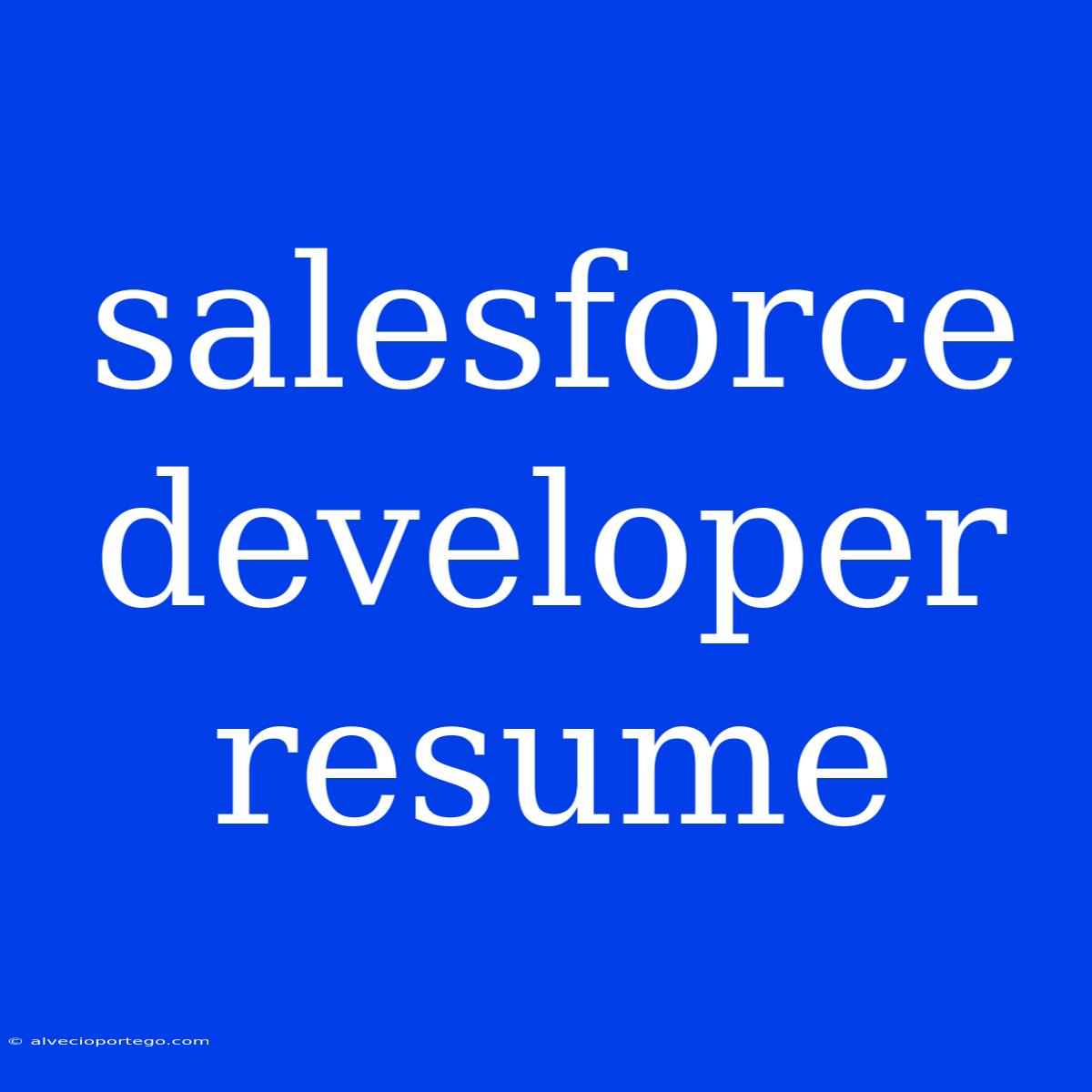 Salesforce Developer Resume