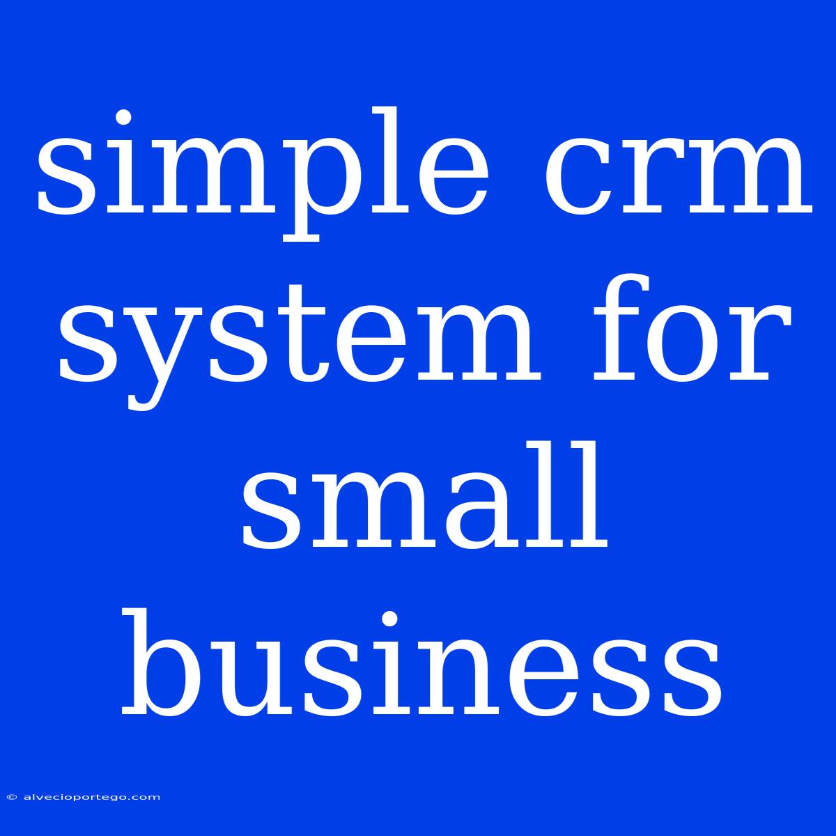 Simple Crm System For Small Business