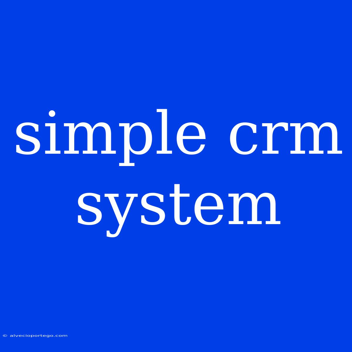 Simple Crm System