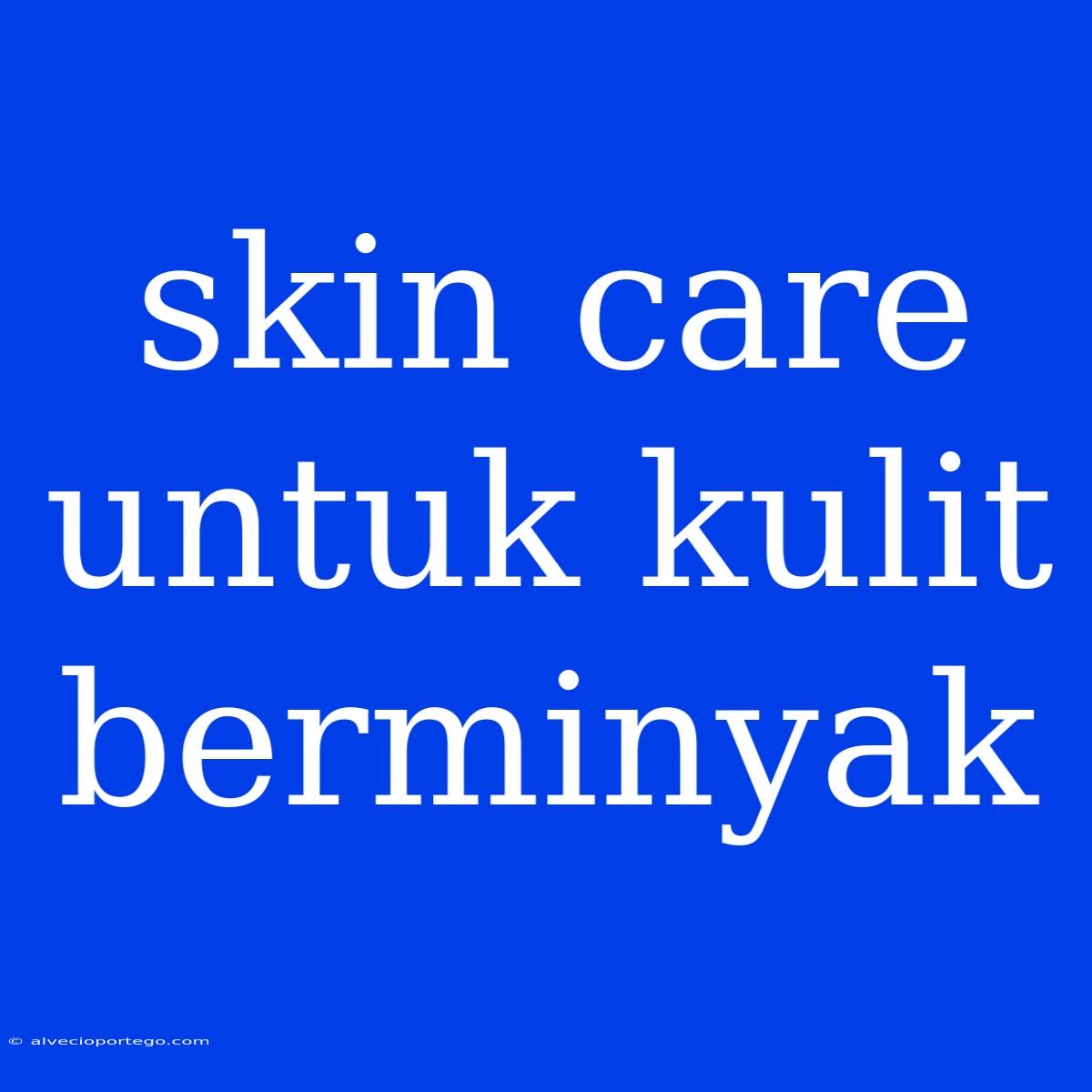 Skin Care Untuk Kulit Berminyak