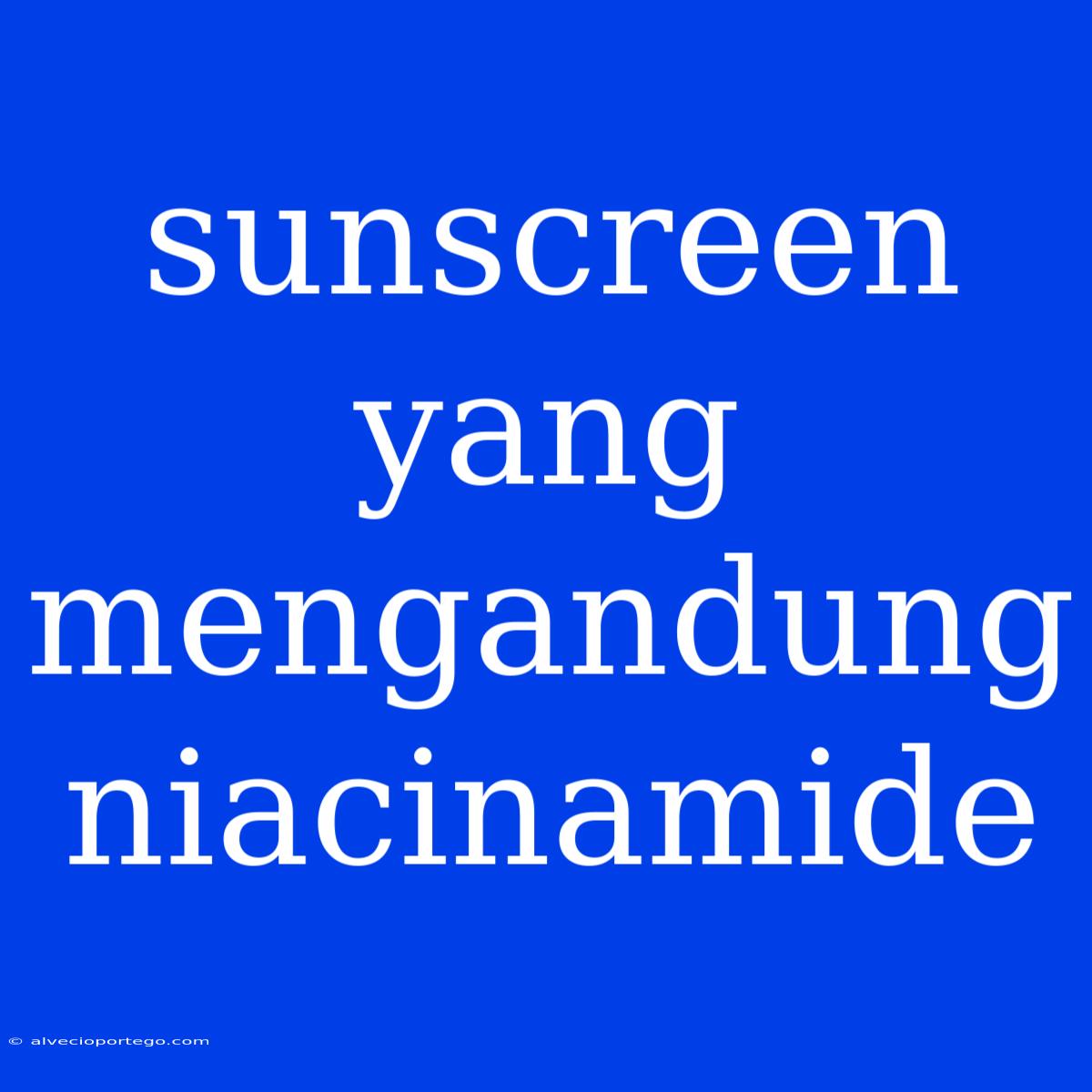 Sunscreen Yang Mengandung Niacinamide