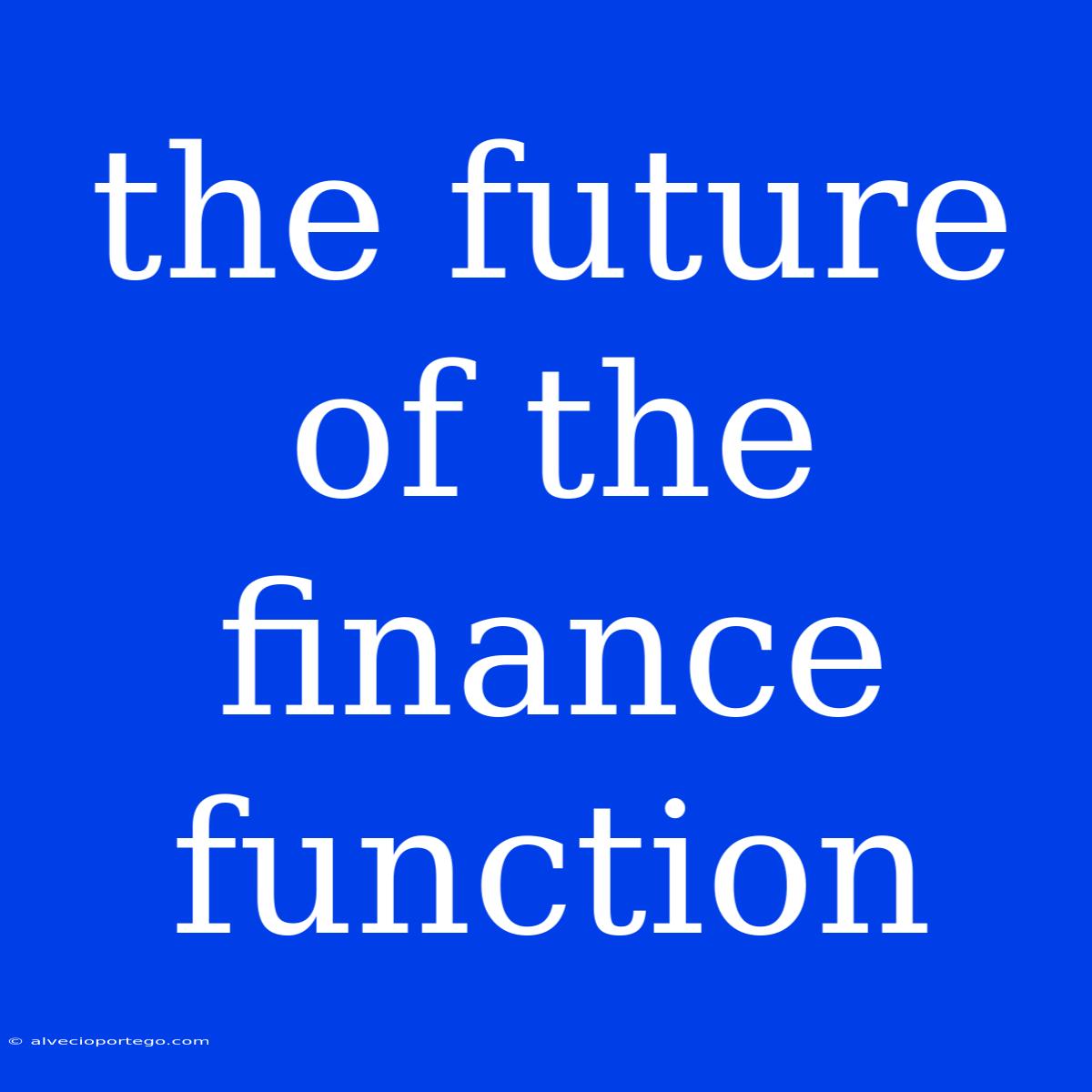 The Future Of The Finance Function