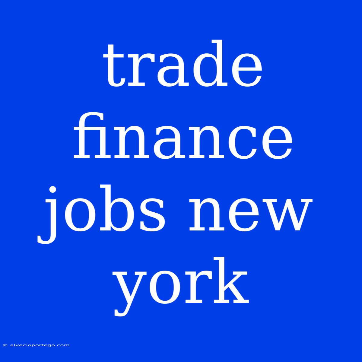 Trade Finance Jobs New York