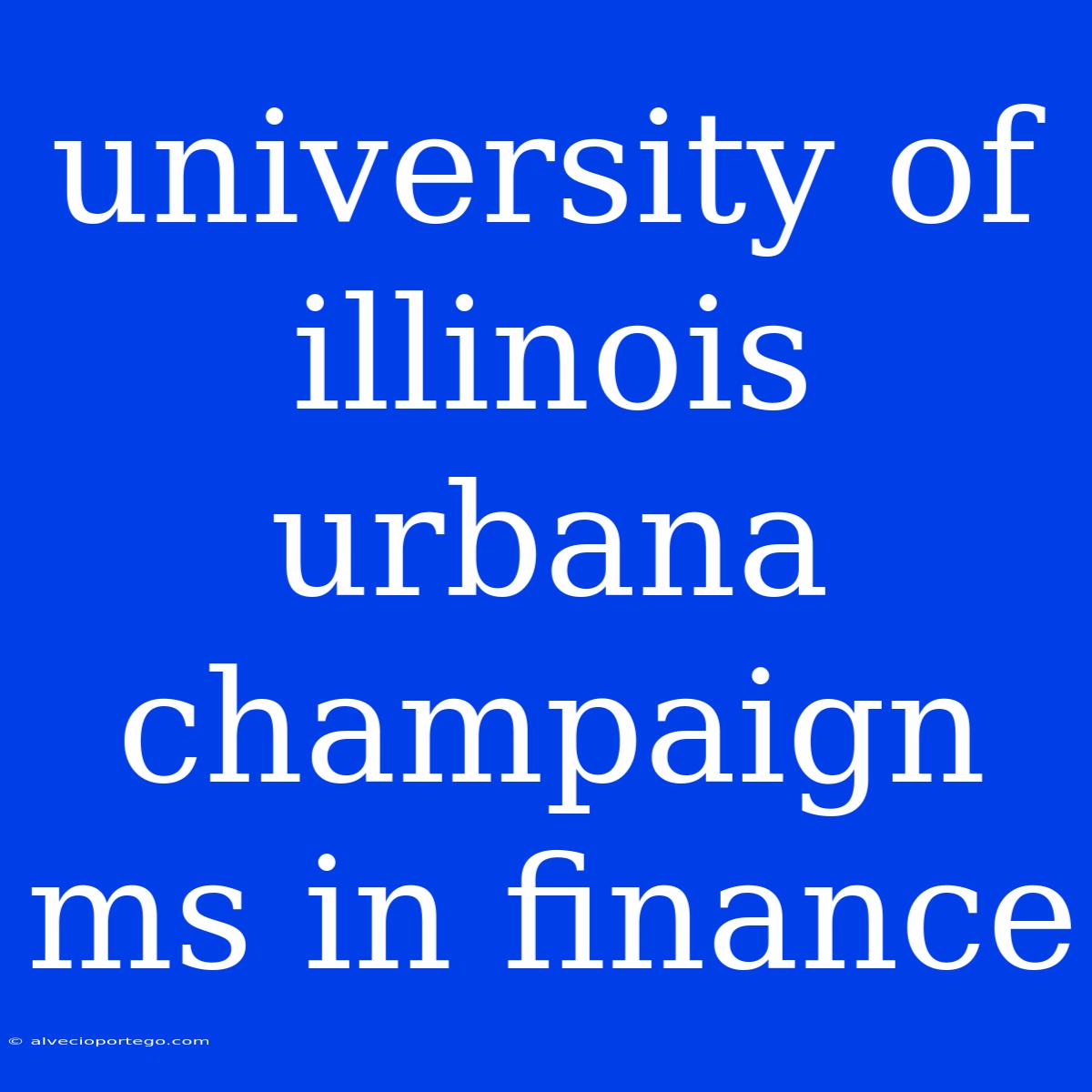 University Of Illinois Urbana Champaign Ms In Finance