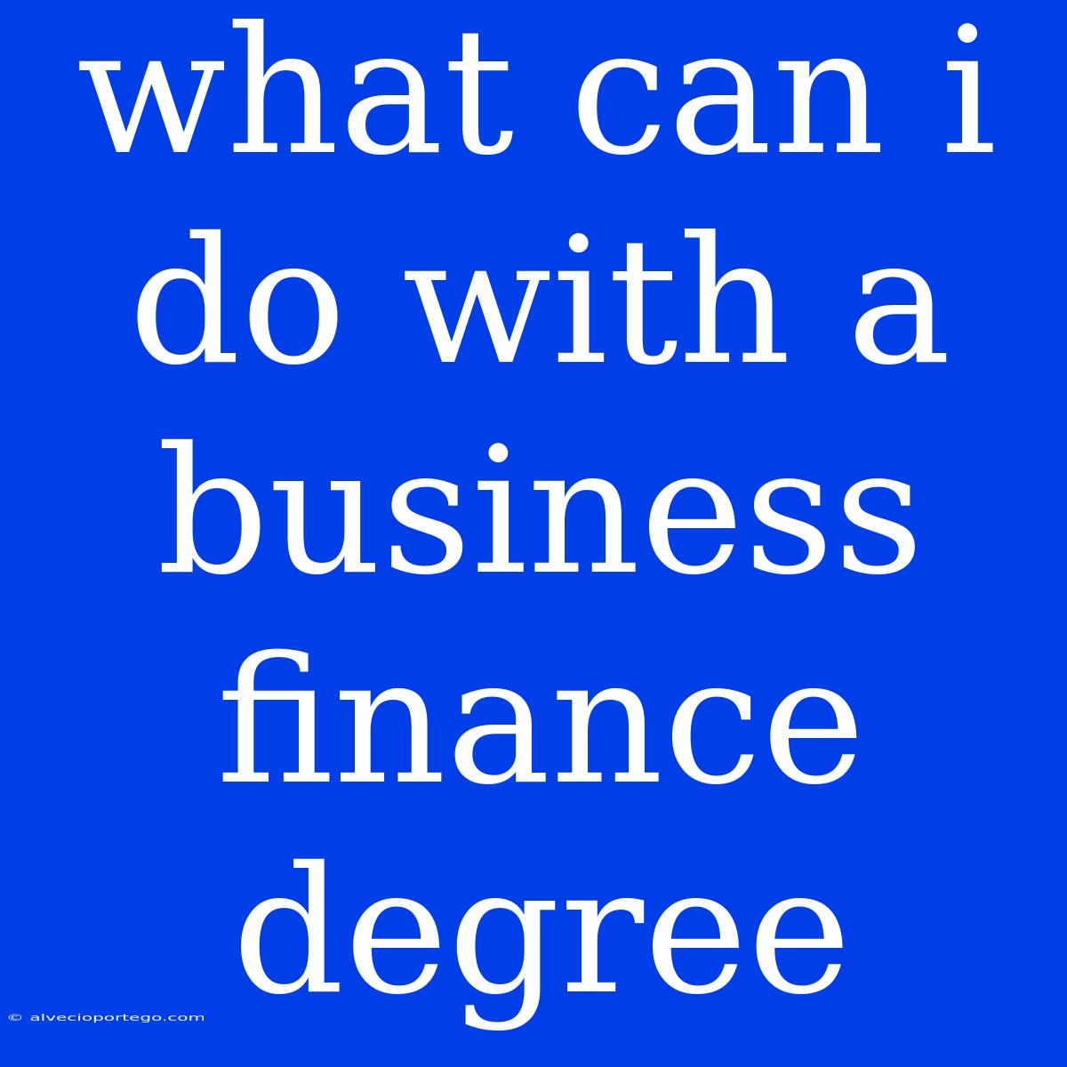 What Can I Do With A Business Finance Degree