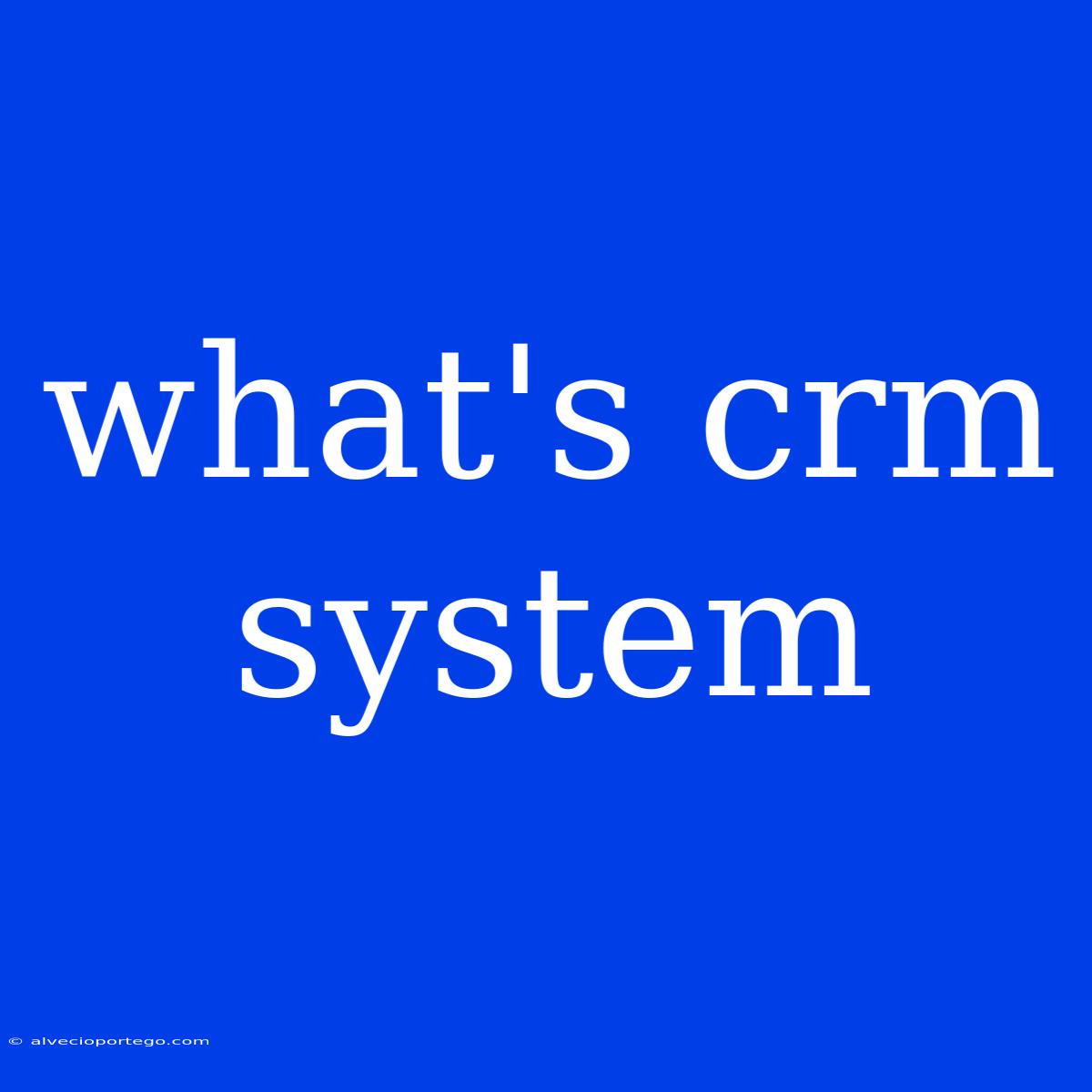 What's Crm System