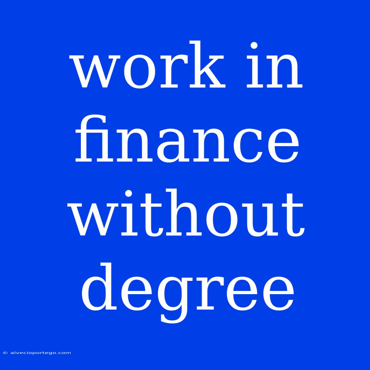 Work In Finance Without Degree